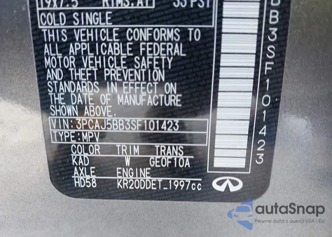 2025 Infiniti Qx50 Luxe Awd из США, поврежденный, VIN 3PCAJ5BB3SF101423